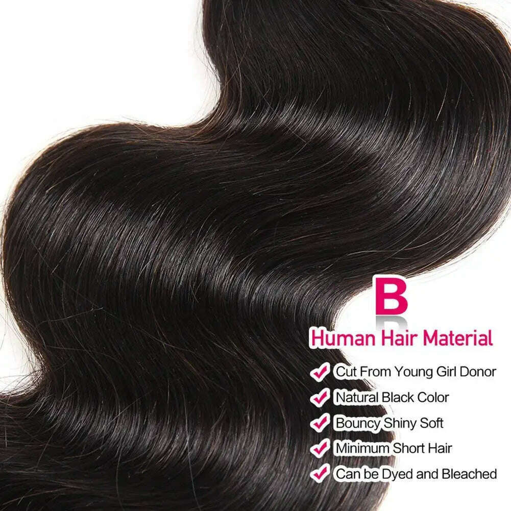 KIMLUD, Body Wave Bundles Human Hair Brazilian Virgin Hair Loose Body Wave Extensions Unprocessed Human Hair Wavy Bundles Natural Black, KIMLUD Womens Clothes