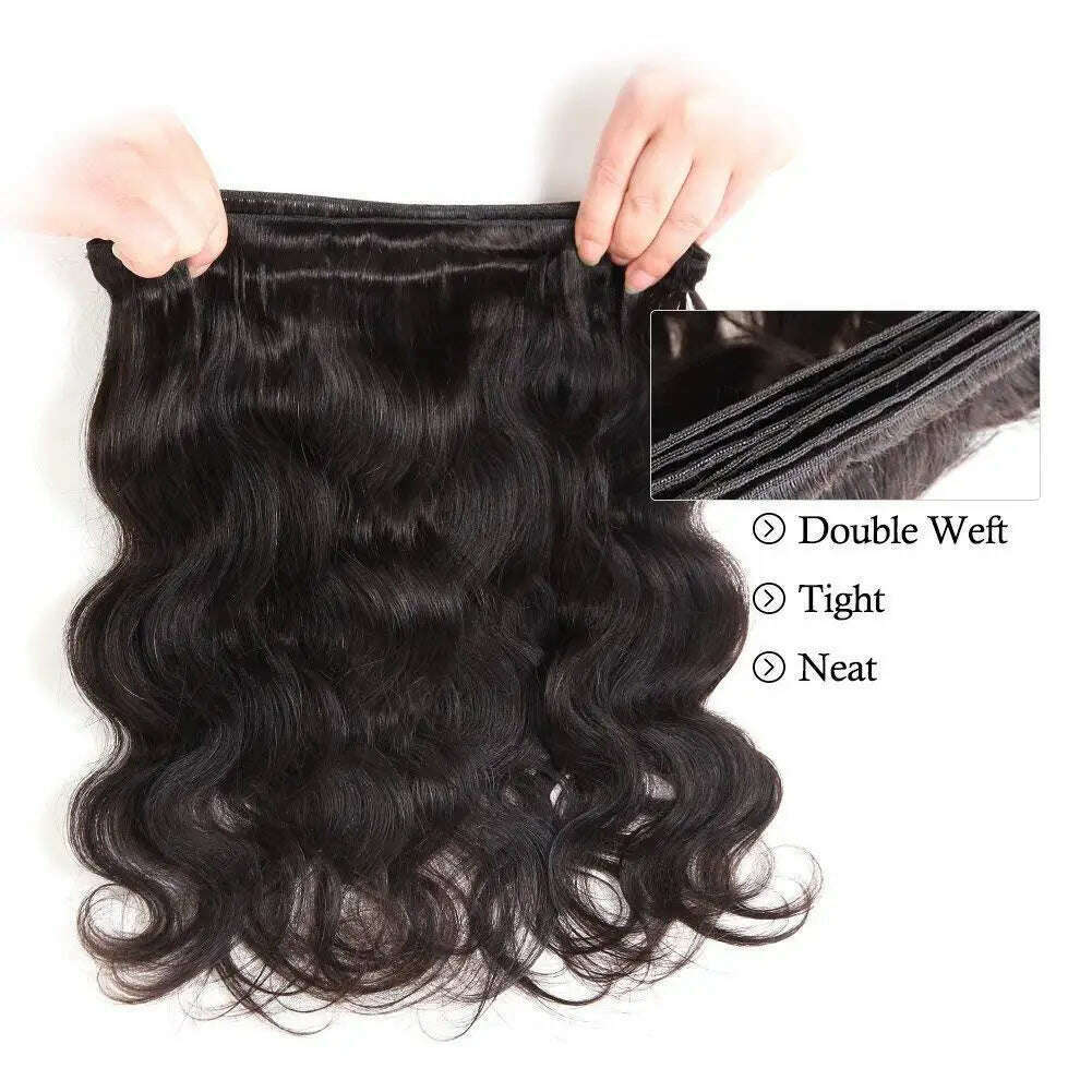 KIMLUD, Body Wave Bundles Human Hair Brazilian Virgin Hair Loose Body Wave Extensions Unprocessed Human Hair Wavy Bundles Natural Black, KIMLUD Womens Clothes