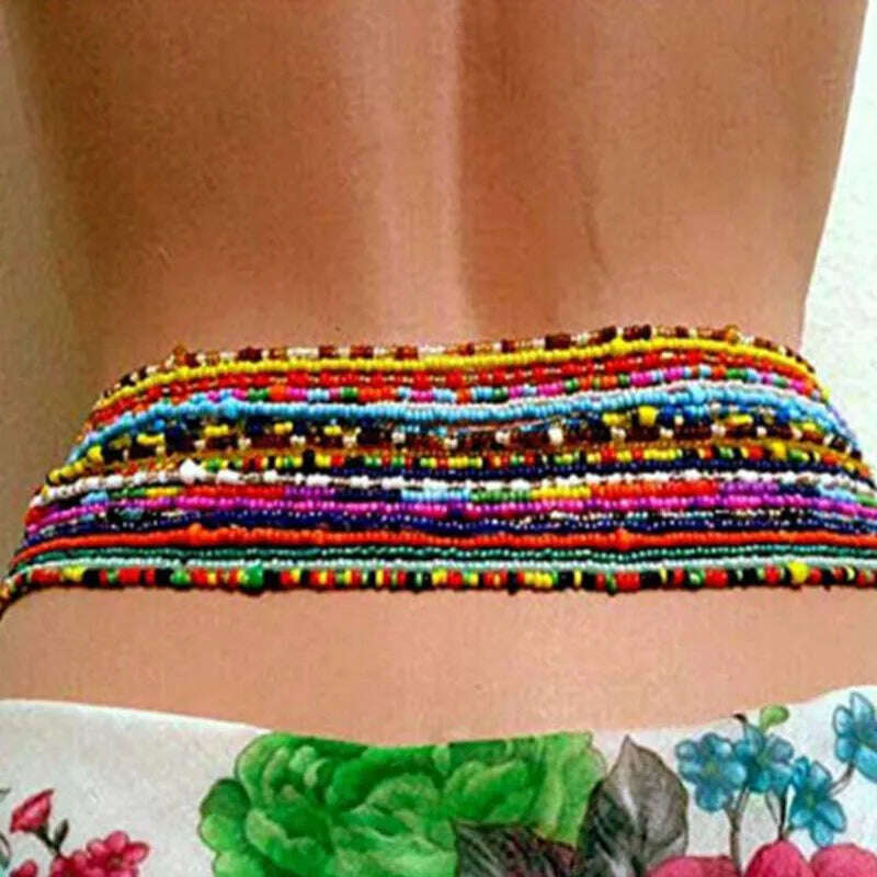 KIMLUD, Bohemia Elastic Waist Belly Chain African Belly Chain Waist Beads Body Chain  Women Girls Body Summer Boho Jewelry Accessories, KIMLUD Womens Clothes