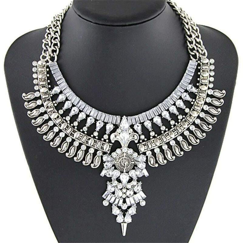 Bohemian Indian Ethnic Vintage Statement Large Collar Choker Necklace Women Fashion Maxi Long Geometric Necklace Jewelry - KIMLUD