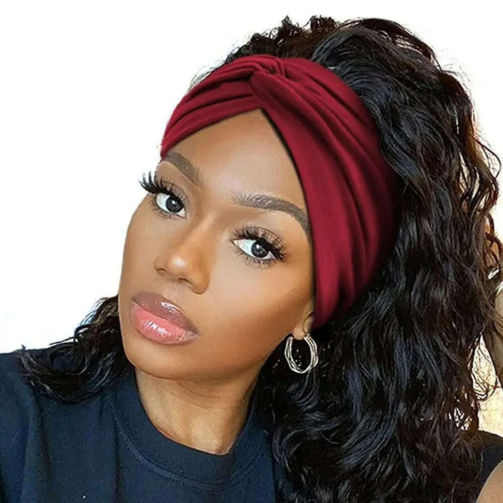 Boho Twisted Extra Large Thick Wide Headbands Turban Head Wraps for Women Workout Headband Yoga Hair Bands Fashion 2024 - KIMLUD