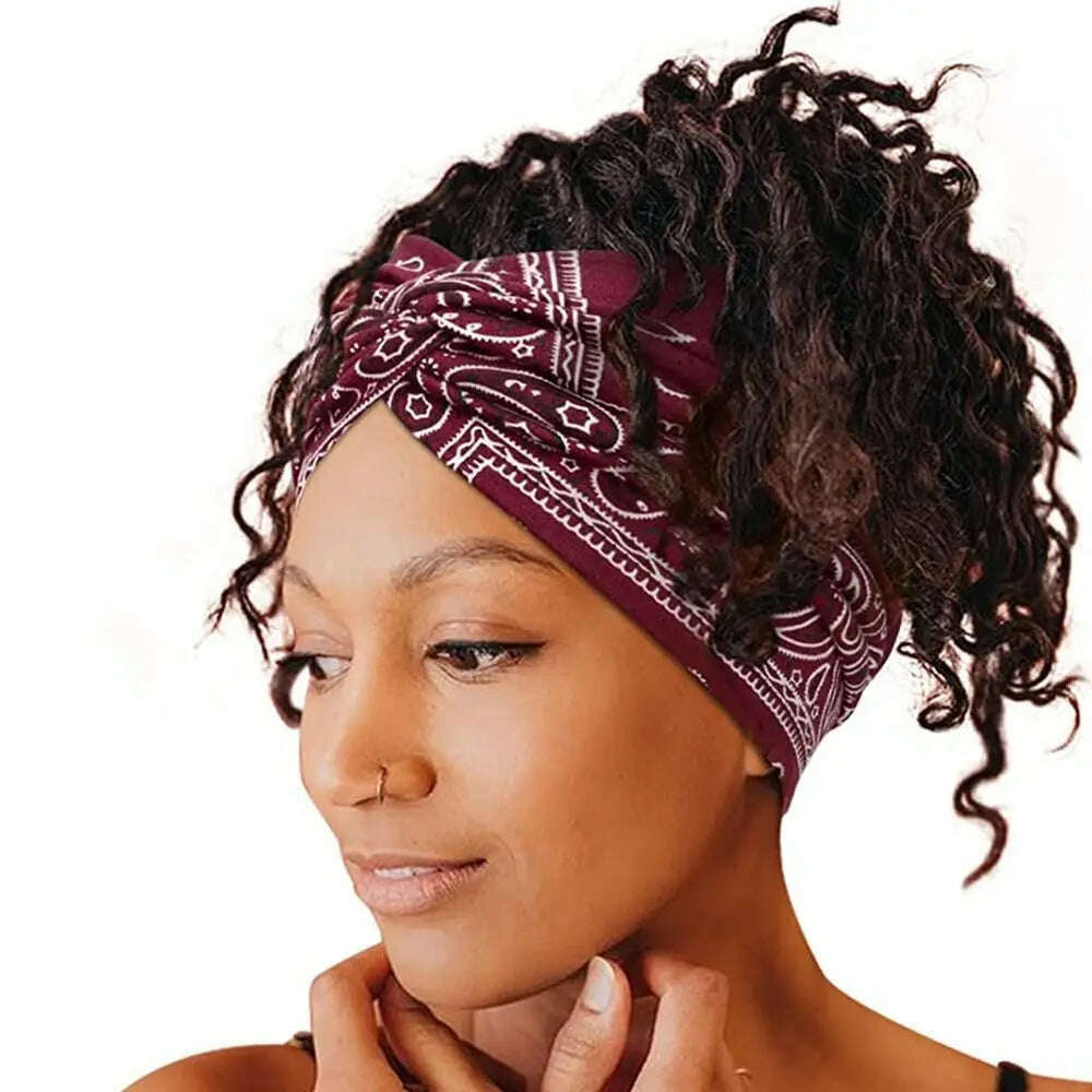 KIMLUD, Boho Twisted Extra Large Thick Wide Headbands Turban Head Wraps for Women Workout Headband Yoga Hair Bands Fashion 2024, KIMLUD Womens Clothes