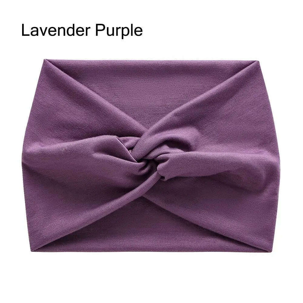 KIMLUD, Boho Twisted Extra Large Thick Wide Headbands Turban Head Wraps for Women Workout Headband Yoga Hair Bands Fashion 2024, Lavender Purple, KIMLUD Womens Clothes