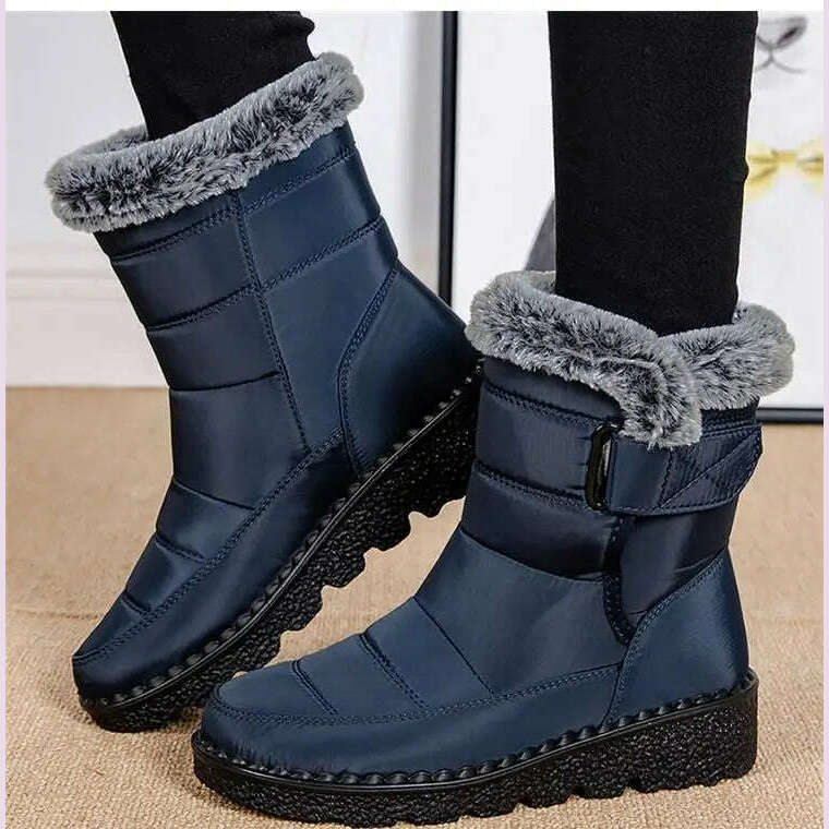 KIMLUD, Boots Woman Snow Fashion Woman Shoes Platform Shoes Women New Mid Women's High Boots 2025 Trend Botas Mujer Winter Boots Women, KIMLUD Womens Clothes