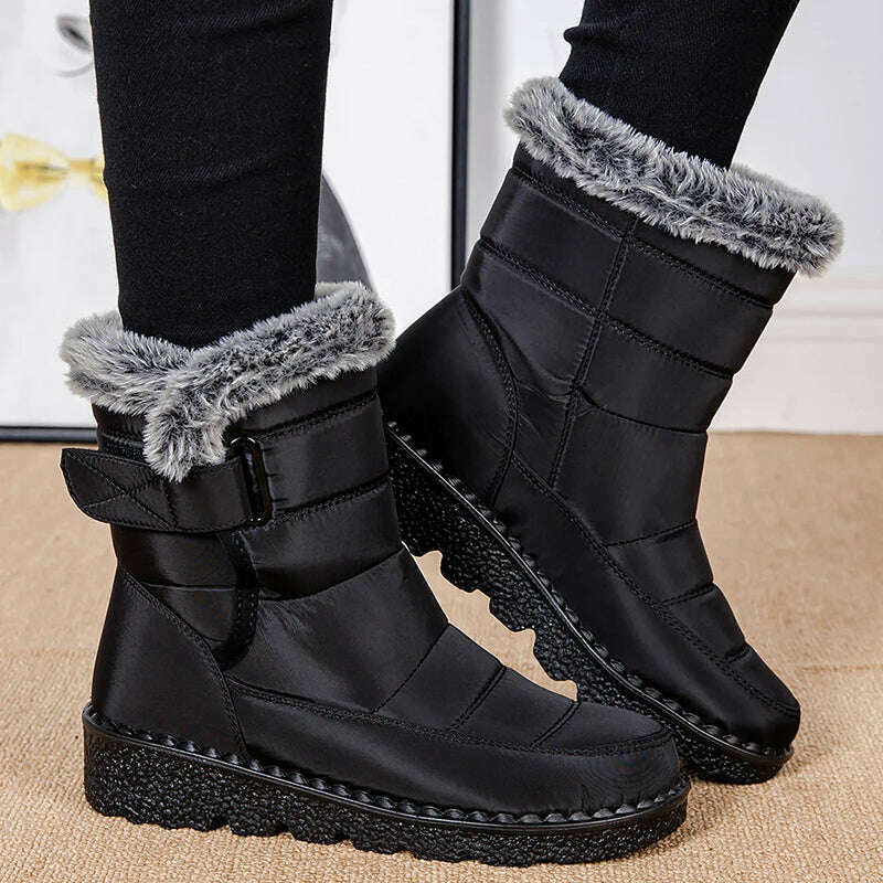 KIMLUD, Boots Woman Snow Fashion Woman Shoes Platform Shoes Women New Mid Women's High Boots 2025 Trend Botas Mujer Winter Boots Women, KIMLUD Womens Clothes