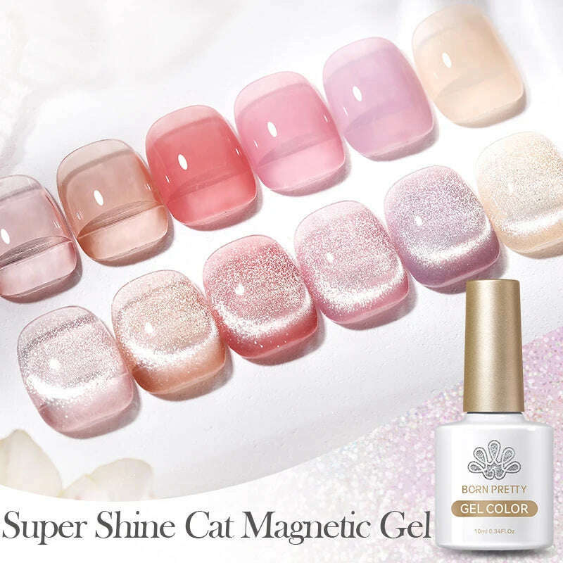 KIMLUD, BORN PRETTY Super Shine Cat Magnetic Gel Nail Polish Sparking Shiny Varnish UV Gel For Nail Art Design Magnetic Manicure, KIMLUD Womens Clothes