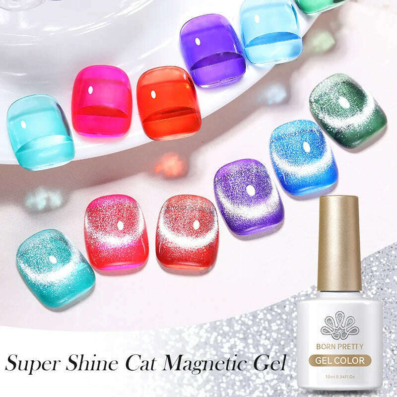 KIMLUD, BORN PRETTY Super Shine Cat Magnetic Gel Nail Polish Sparking Shiny Varnish UV Gel For Nail Art Design Magnetic Manicure, KIMLUD Womens Clothes