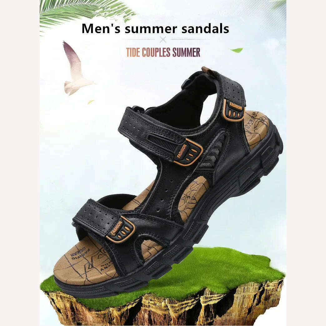 KIMLUD, Brand Classic Mens Sandals Summer Genuine Leather Sandals Men Outdoor Casual Lightweight Sandal Fashion Men Sneakers Size 38-46, KIMLUD Womens Clothes