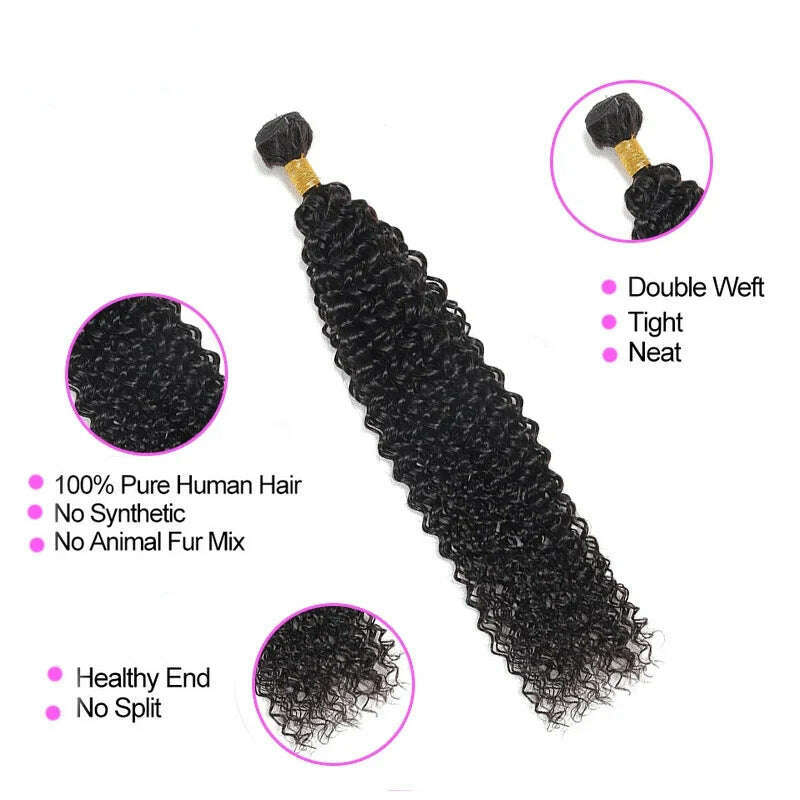 Brazilian Kinky Curly Hair Bundles 100% Human Hair Weave 1/3 /4Bundles Natural Black Curly Virgin Hair Extension For Women - KIMLUD