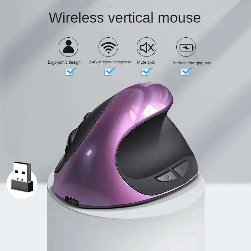 KIMLUD, BTS-908 Hot Selling Rechargeable Vertical Mice Ergonomic Wireless Mouse 2.4G USB Receiver 1600 Adjustable DPI 6 Buttons Mouse, KIMLUD Womens Clothes