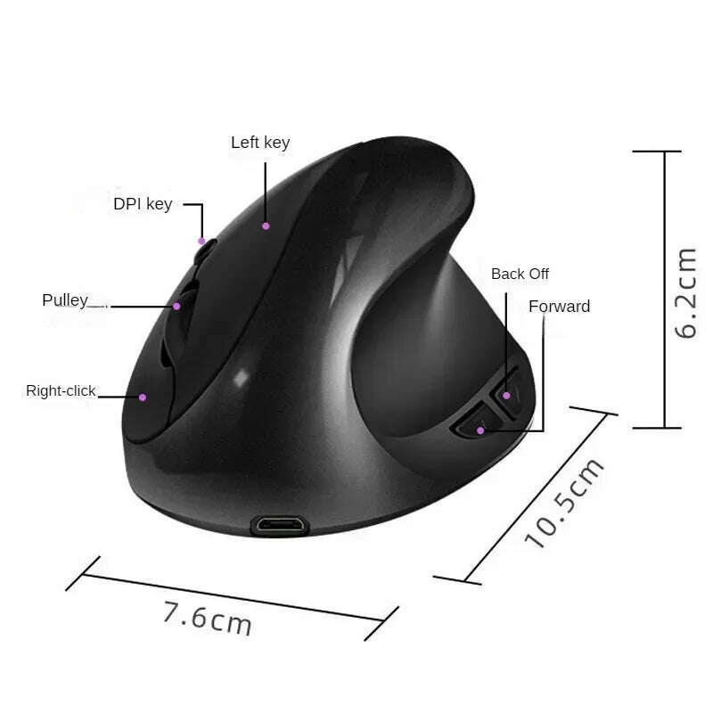 KIMLUD, BTS-908 Hot Selling Rechargeable Vertical Mice Ergonomic Wireless Mouse 2.4G USB Receiver 1600 Adjustable DPI 6 Buttons Mouse, KIMLUD Womens Clothes