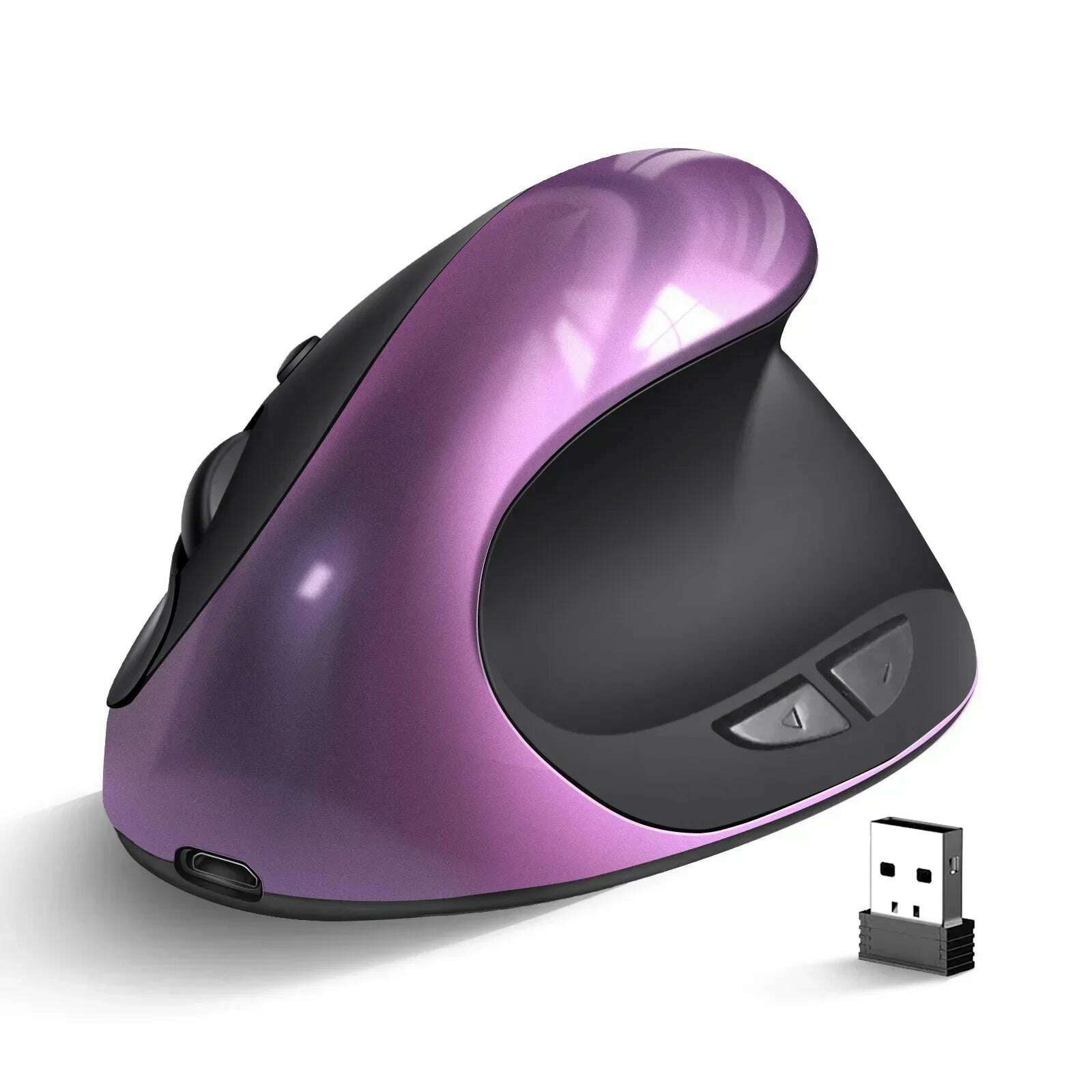 KIMLUD, BTS-908 Hot Selling Rechargeable Vertical Mice Ergonomic Wireless Mouse 2.4G USB Receiver 1600 Adjustable DPI 6 Buttons Mouse, Purple, KIMLUD APPAREL - Womens Clothes