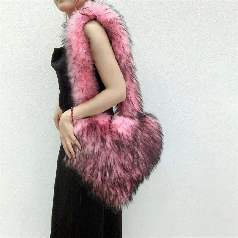 Bucket Orange Hat Love Bag Winter Warmth Thickened Imitation Raccoon Fur Fisherman Hat Women's Bucket Hat Fur Hat sets - KIMLUD