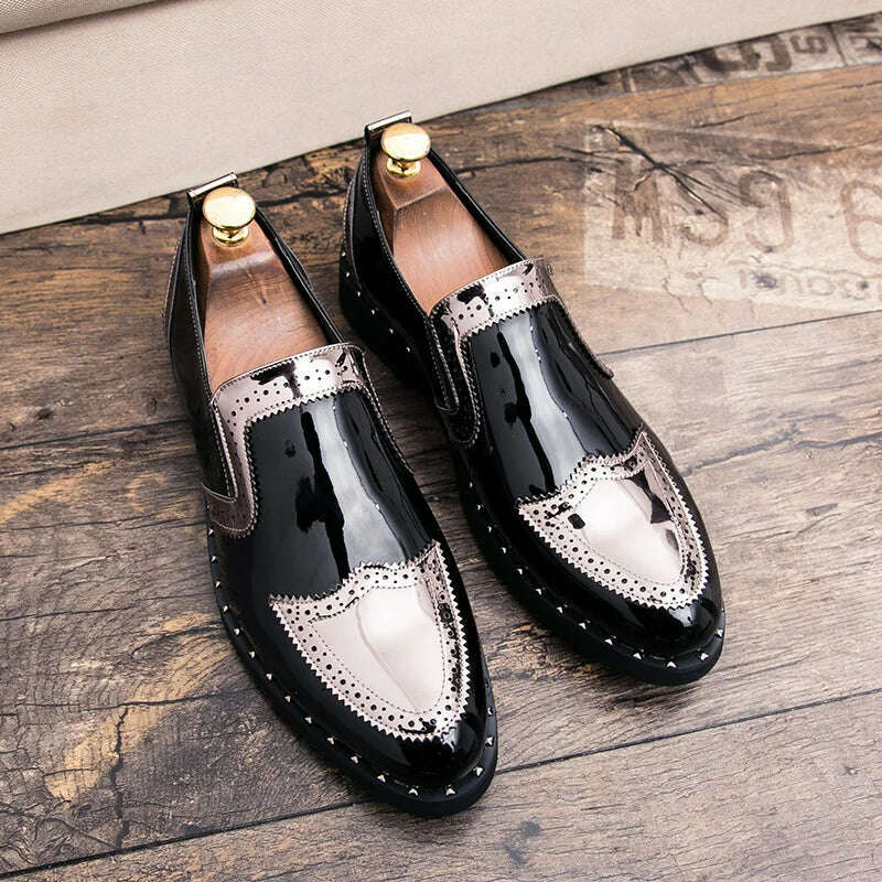 Business Loafers Men Casual Shoes Formal Office Shoes Men Patent Leather Moccasins Luxury Fashion Designer Slip On Driving Shoes - KIMLUD