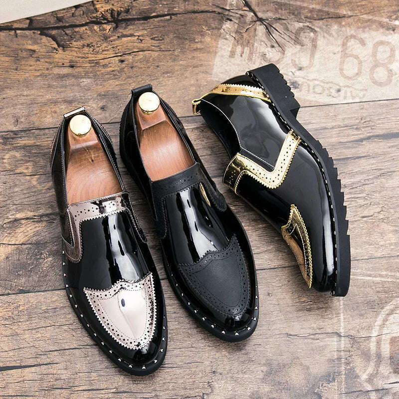 KIMLUD, Business Loafers Men Casual Shoes Formal Office Shoes Men Patent Leather Moccasins Luxury Fashion Designer Slip On Driving Shoes, KIMLUD Womens Clothes