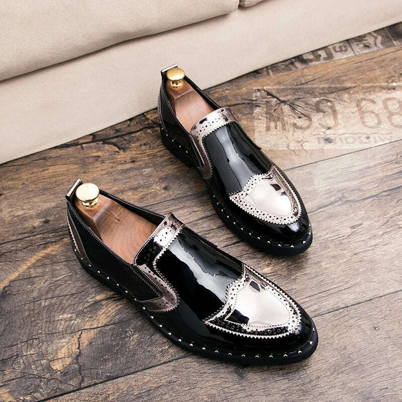 KIMLUD, Business Loafers Men Casual Shoes Formal Office Shoes Men Patent Leather Moccasins Luxury Fashion Designer Slip On Driving Shoes, KIMLUD Womens Clothes