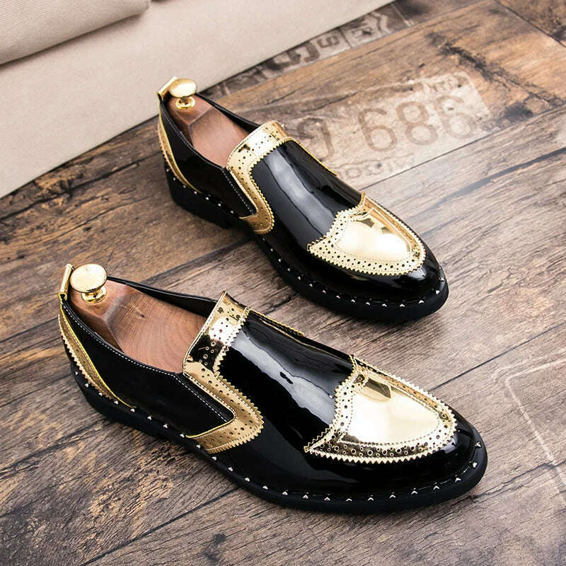 KIMLUD, Business Loafers Men Casual Shoes Formal Office Shoes Men Patent Leather Moccasins Luxury Fashion Designer Slip On Driving Shoes, KIMLUD Womens Clothes