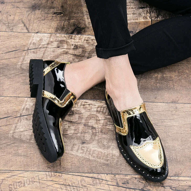 KIMLUD, Business Loafers Men Casual Shoes Formal Office Shoes Men Patent Leather Moccasins Luxury Fashion Designer Slip On Driving Shoes, KIMLUD Womens Clothes