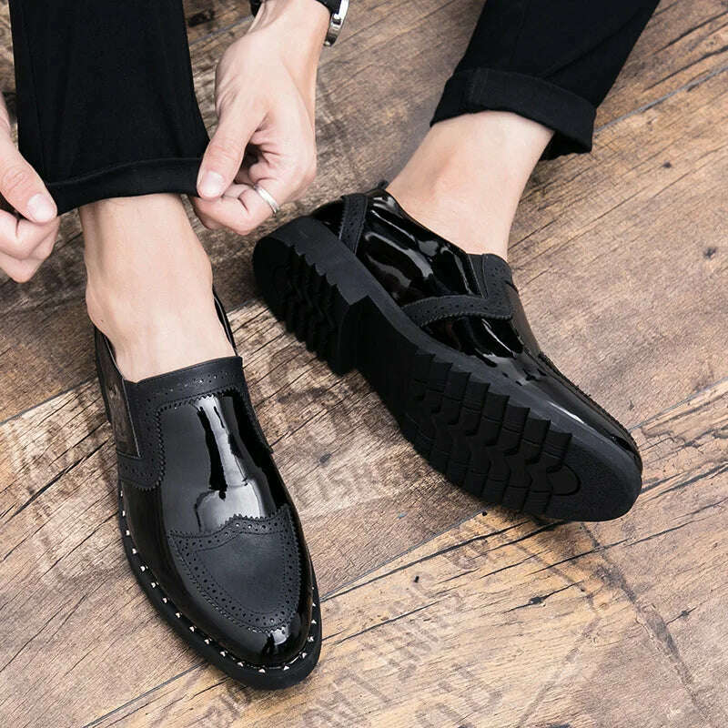 KIMLUD, Business Loafers Men Casual Shoes Formal Office Shoes Men Patent Leather Moccasins Luxury Fashion Designer Slip On Driving Shoes, KIMLUD Womens Clothes