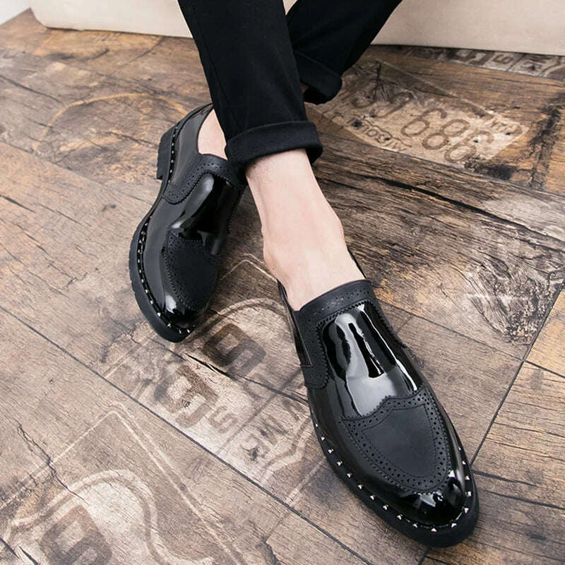 KIMLUD, Business Loafers Men Casual Shoes Formal Office Shoes Men Patent Leather Moccasins Luxury Fashion Designer Slip On Driving Shoes, KIMLUD Womens Clothes