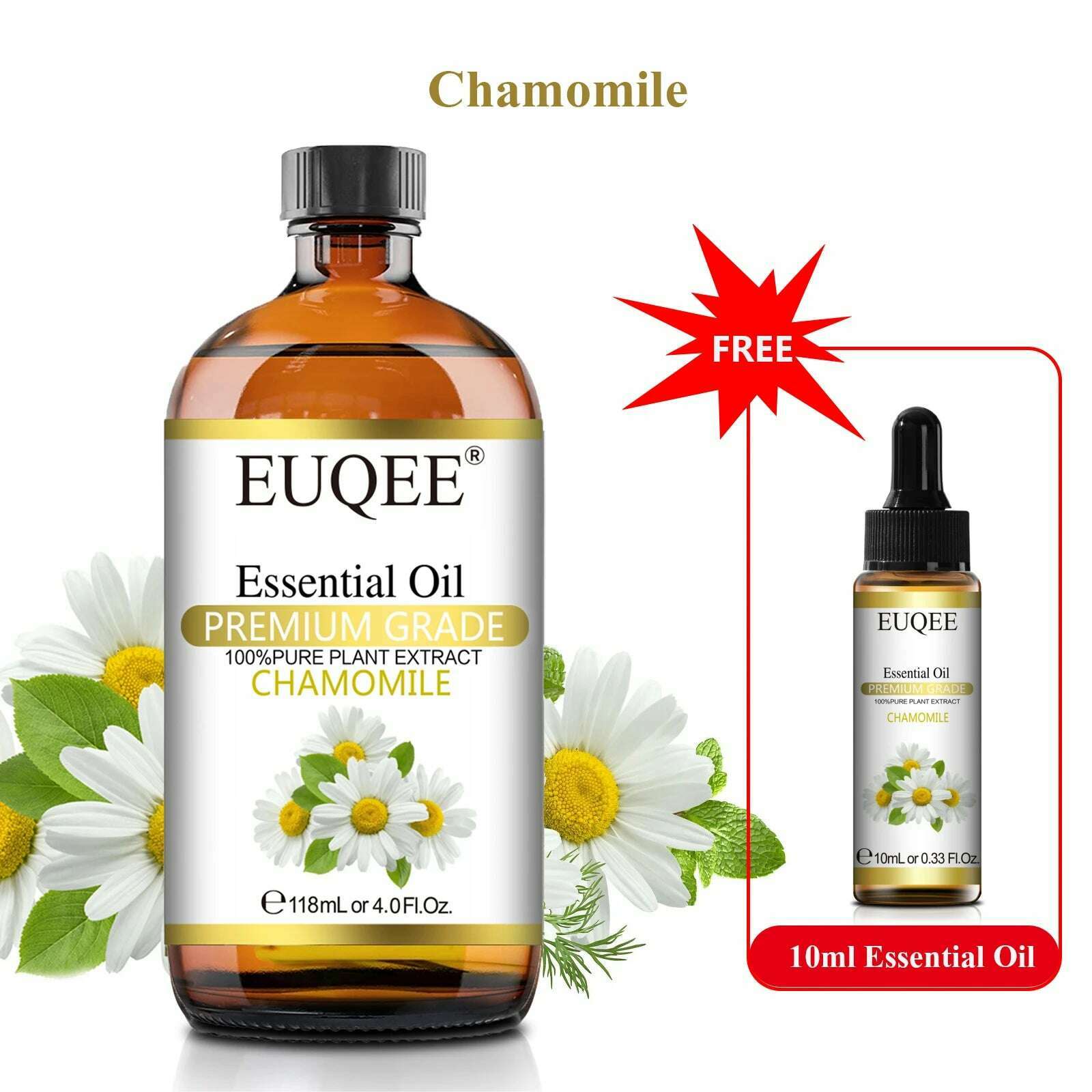 KIMLUD, Buy 118ml Essential Oil Get 10ml Free 100% Pure and Natural Essential Oil with Dropper for Aromatherapy Diffuser Massage DIY, Chamomile / 118ml and 10ml / CHINA, KIMLUD APPAREL - Womens Clothes