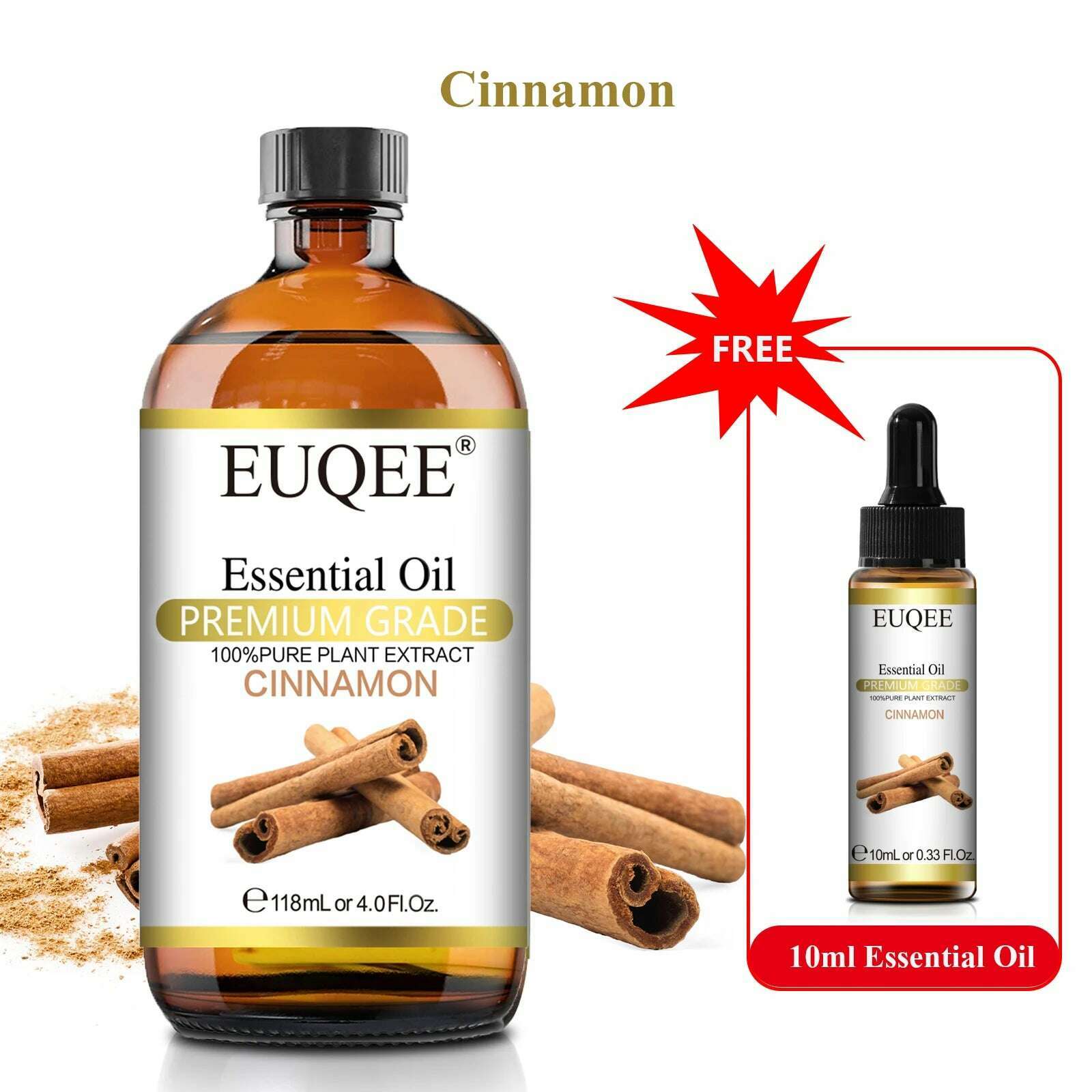 KIMLUD, Buy 118ml Essential Oil Get 10ml Free 100% Pure and Natural Essential Oil with Dropper for Aromatherapy Diffuser Massage DIY, Cinnamon / 118ml and 10ml / CHINA, KIMLUD APPAREL - Womens Clothes