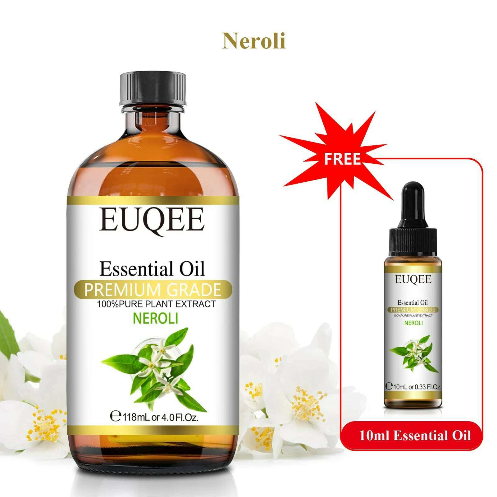 KIMLUD, Buy 118ml Essential Oil Get 10ml Free 100% Pure and Natural Essential Oil with Dropper for Aromatherapy Diffuser Massage DIY, Neroli / 118ml and 10ml / CHINA, KIMLUD APPAREL - Womens Clothes