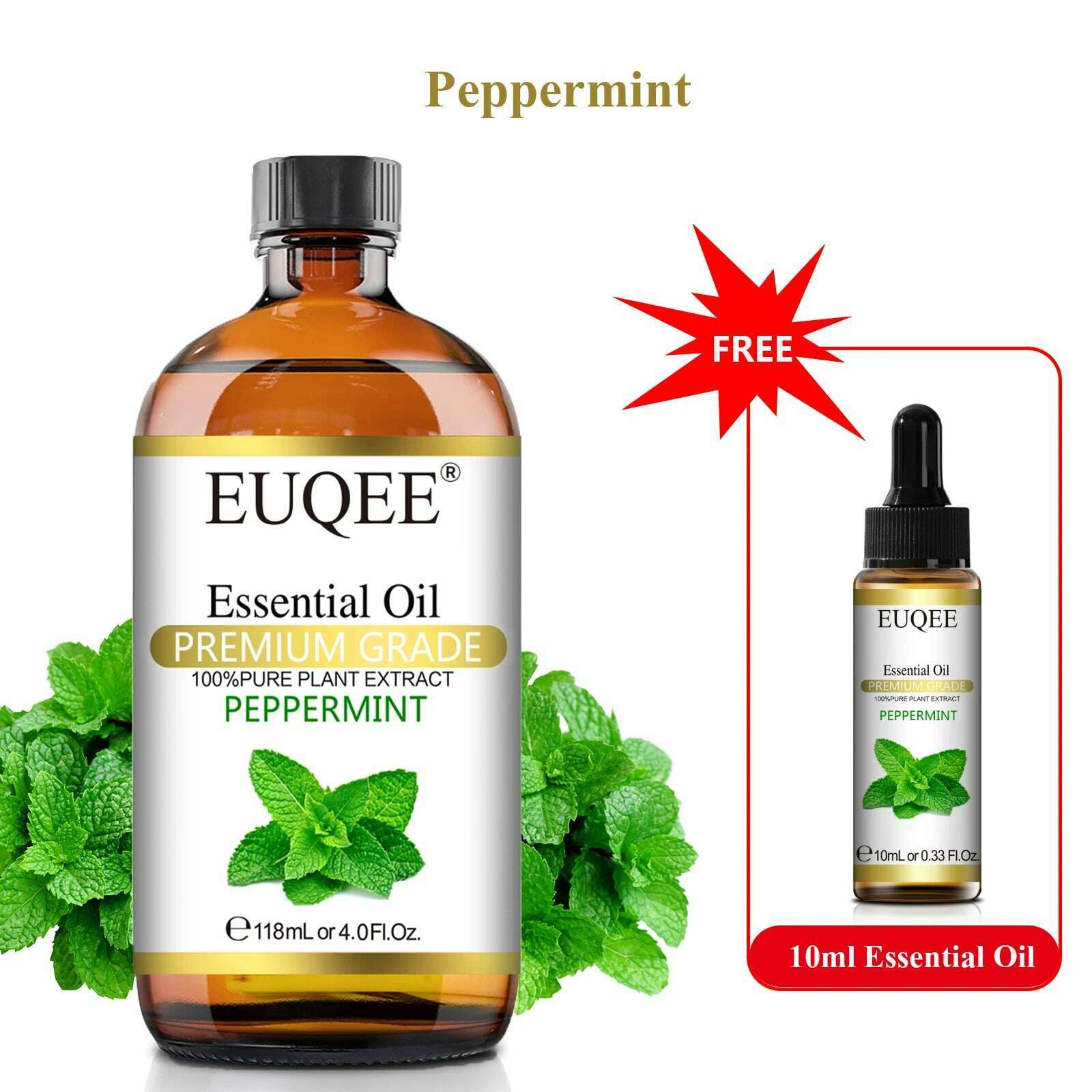 KIMLUD, Buy 118ml Essential Oil Get 10ml Free 100% Pure and Natural Essential Oil with Dropper for Aromatherapy Diffuser Massage DIY, Peppermint / 118ml and 10ml / CHINA, KIMLUD APPAREL - Womens Clothes