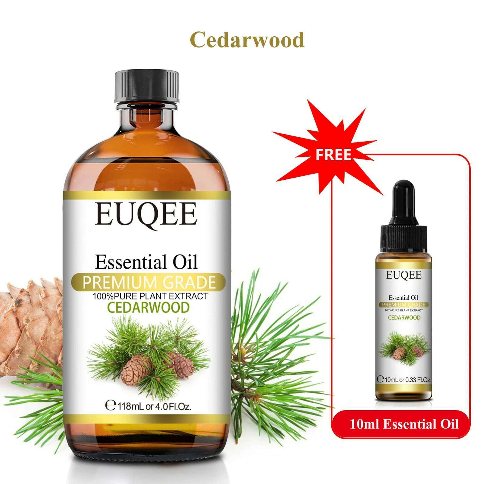 KIMLUD, Buy 118ml Essential Oil Get 10ml Free 100% Pure and Natural Essential Oil with Dropper for Aromatherapy Diffuser Massage DIY, Cedarwood / 118ml and 10ml / CHINA, KIMLUD APPAREL - Womens Clothes