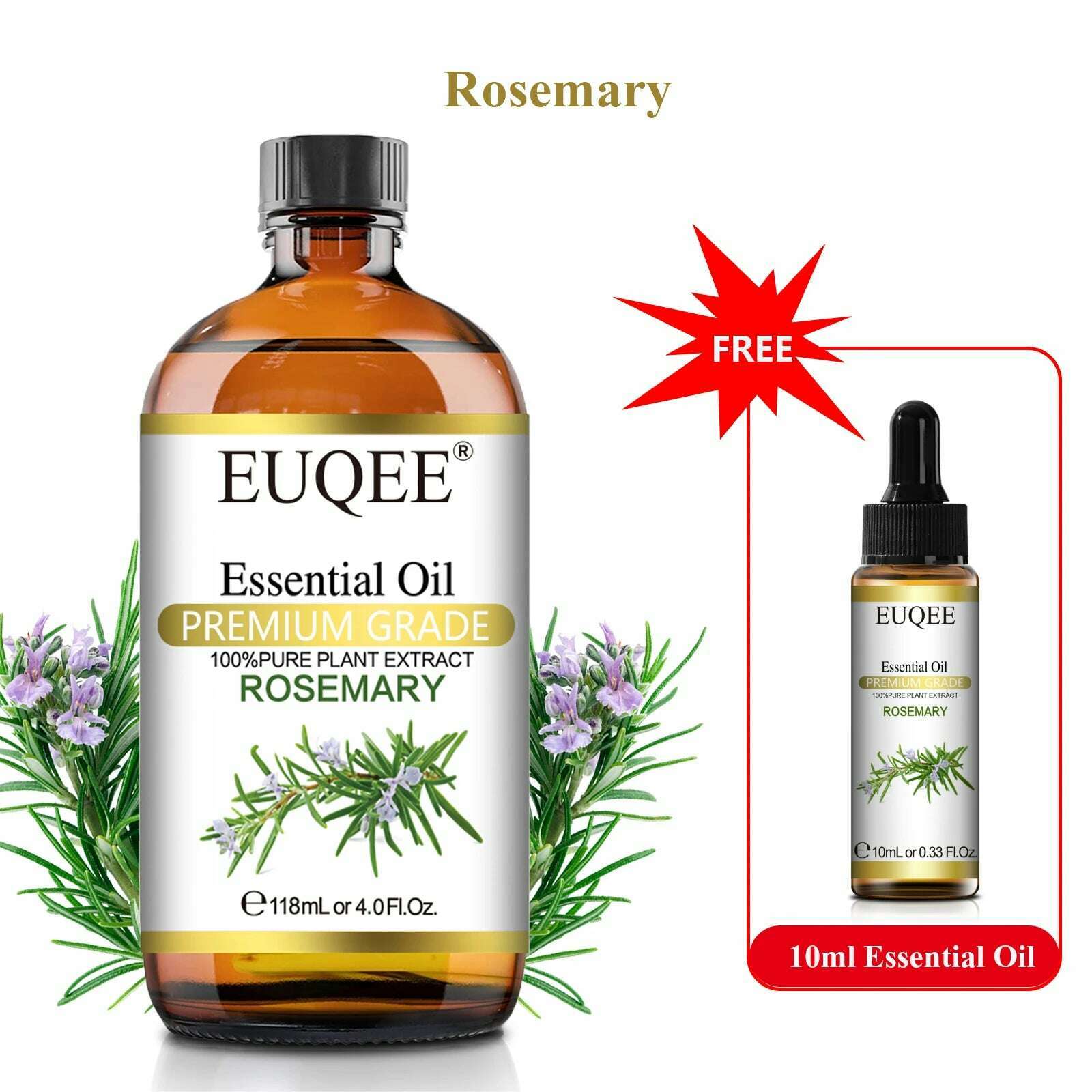 KIMLUD, Buy 118ml Essential Oil Get 10ml Free 100% Pure and Natural Essential Oil with Dropper for Aromatherapy Diffuser Massage DIY, Rosemary / 118ml and 10ml / CHINA, KIMLUD APPAREL - Womens Clothes