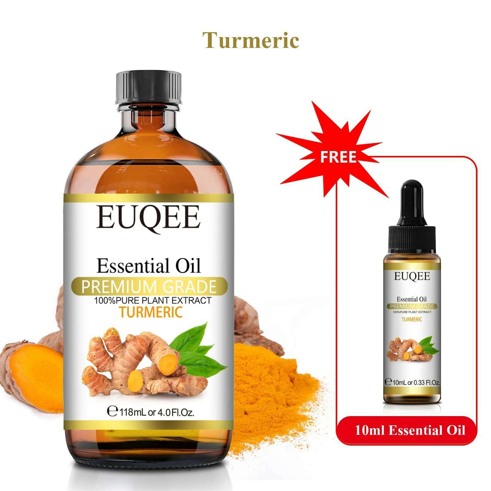 KIMLUD, Buy 118ml Essential Oil Get 10ml Free 100% Pure and Natural Essential Oil with Dropper for Aromatherapy Diffuser Massage DIY, Turmeric / 118ml and 10ml / CHINA, KIMLUD APPAREL - Womens Clothes