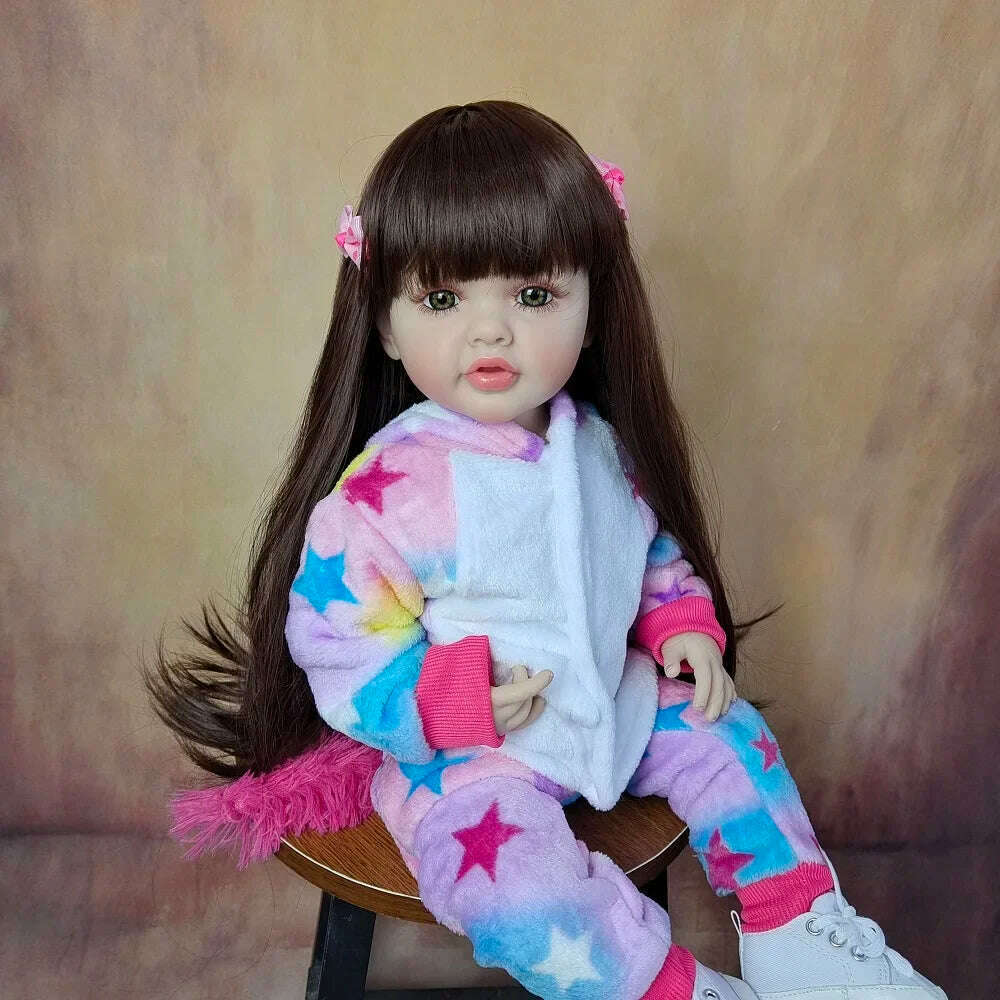 KIMLUD, BZDOLL Lifelike 55cm 22inch Reborn Baby Girl Doll With Full Soft Silicone Body Alive Newborn Princess Toddler Bebe Birthday Gift, KIMLUD Womens Clothes