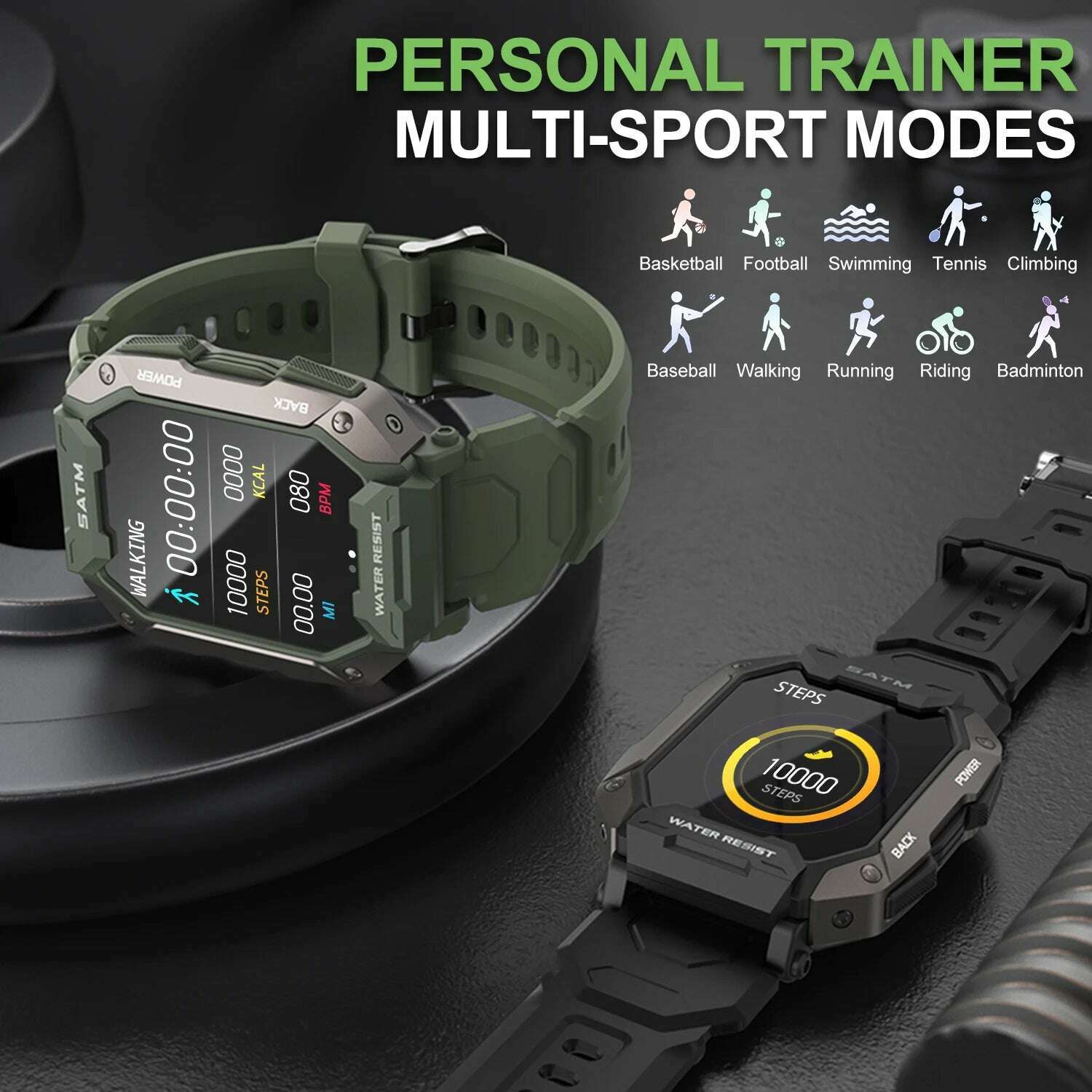 C20 Military Smart Watch Men Carbon Black Ultra Army Outdoor IP68 Waterproof Heart Rate Blood Oxygen Monitor Smartwatch 2023 - KIMLUD