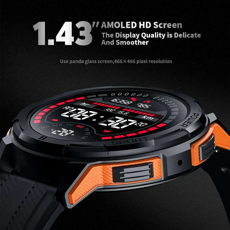 KIMLUD, C25 Smart Watch For Men Smartwatch 2023 Bluetooth Call Heart Rate Monitor 1.43 Inch HD 466*466 Screen 100+ Sport Voice assistant, KIMLUD Womens Clothes