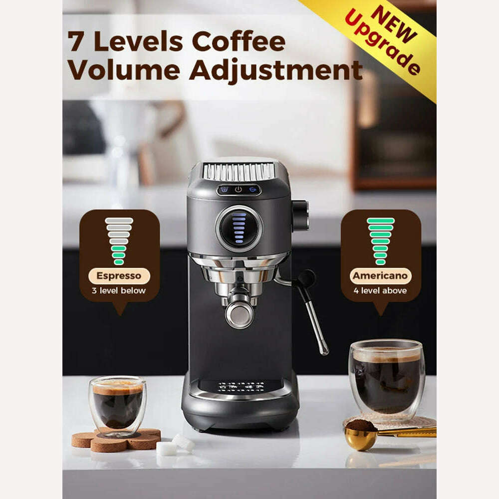 Cafelffe Coffee Maker Cafetera 19 Bar Inox Semi Automatic Super Slim ESE POD& Powder Espresso Cappuccino Machine Hot Water steam - KIMLUD