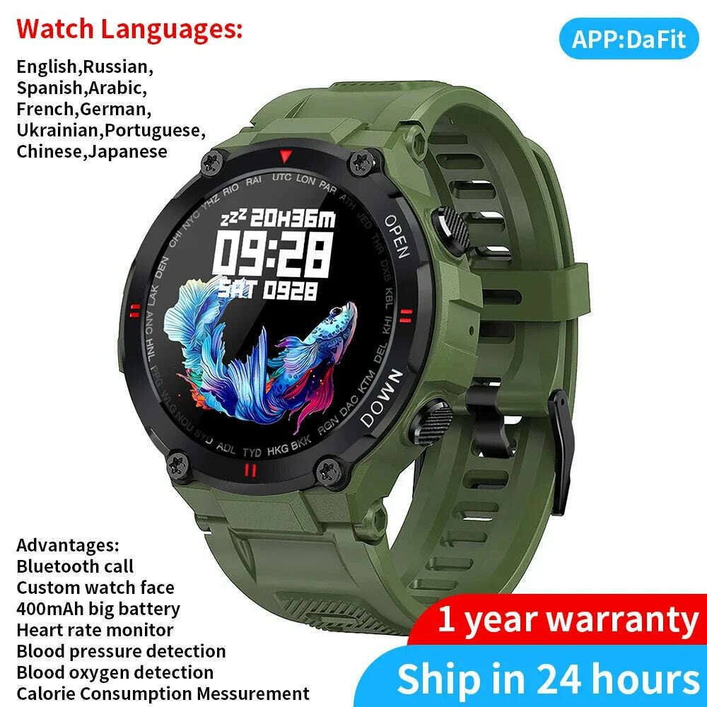 CanMixs K22 watch Bluetooth Call Smart Watch Men Outdoor Sports Fitness Tracker Heart Rate Music Play Smartwatch For Android IOS - KIMLUD