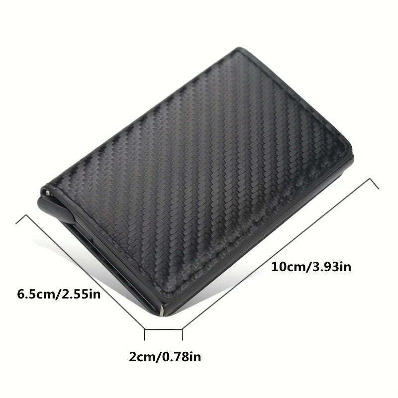 KIMLUD, Carbon Fiber Credit Card Holder Wallet Men Rfid Smart Metal Thin Slim Pop Up Minimalist Wallet Small Black Purse Metal Wallet, KIMLUD Womens Clothes