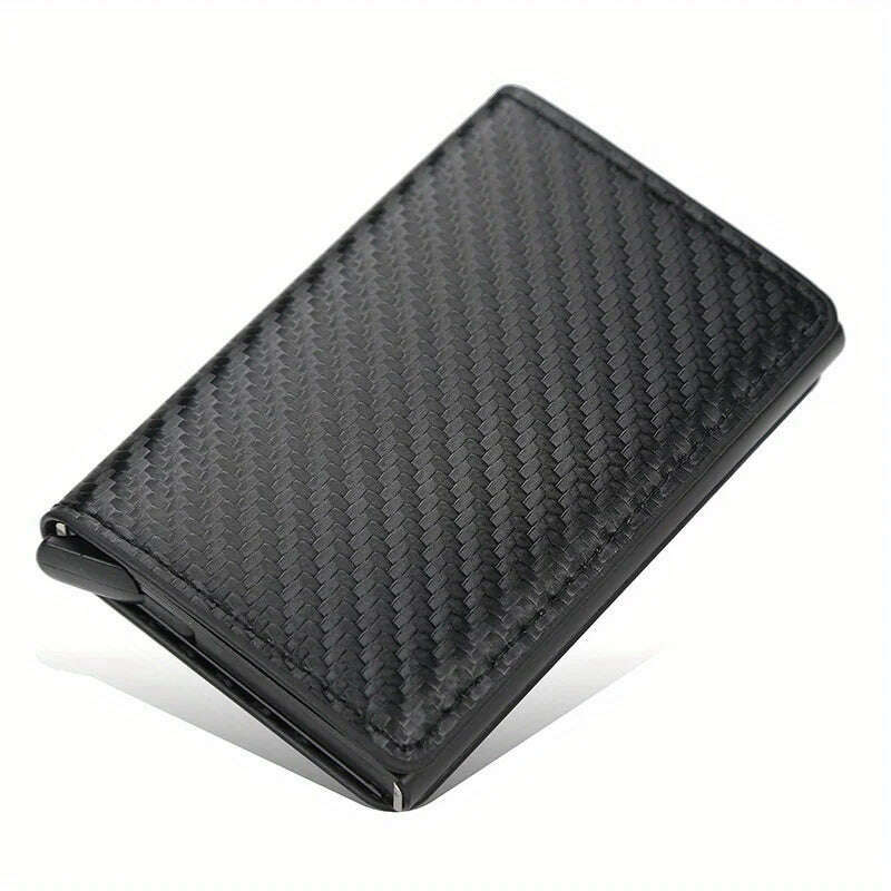 KIMLUD, Carbon Fiber Credit Card Holder Wallet Men Rfid Smart Metal Thin Slim Pop Up Minimalist Wallet Small Black Purse Metal Wallet, KIMLUD Womens Clothes