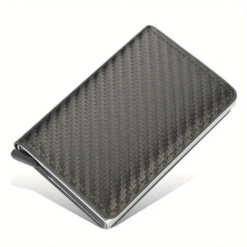 KIMLUD, Carbon Fiber Credit Card Holder Wallet Men Rfid Smart Metal Thin Slim Pop Up Minimalist Wallet Small Black Purse Metal Wallet, GRAY, KIMLUD Womens Clothes