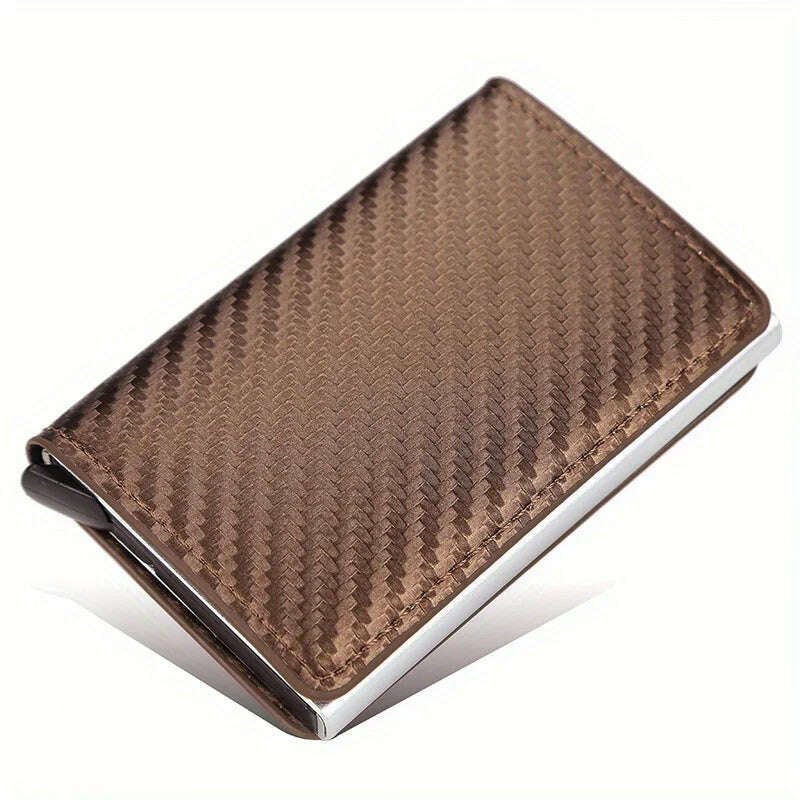 KIMLUD, Carbon Fiber Credit Card Holder Wallet Men Rfid Smart Metal Thin Slim Pop Up Minimalist Wallet Small Black Purse Metal Wallet, Gold, KIMLUD Womens Clothes