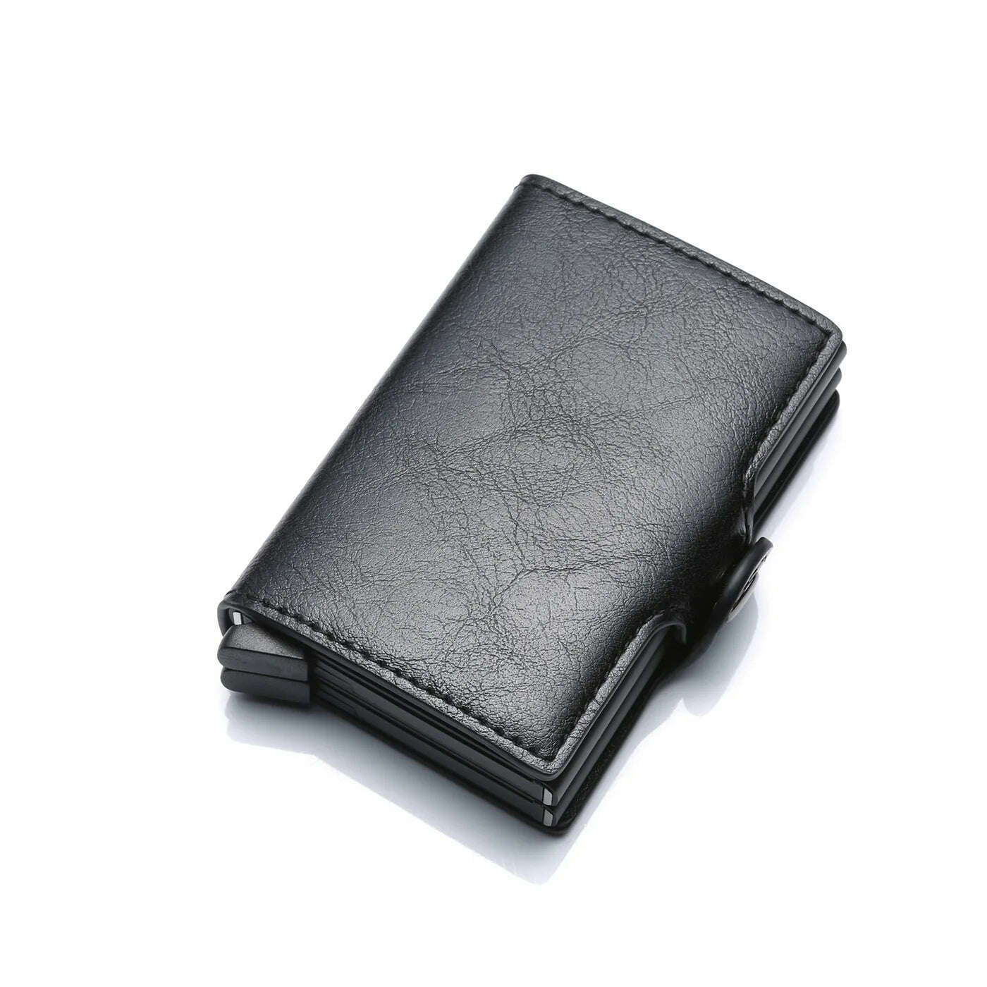 Carbon Fiber RFID Blocking Protection Men Credit Card Holder Wallet Leather Metal Aluminum Luxury Business Bank Cardholder Case - KIMLUD