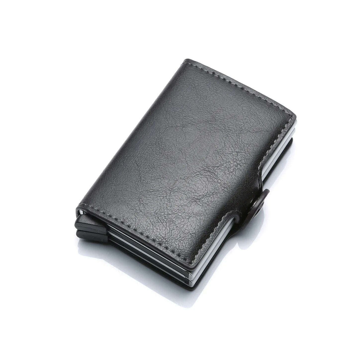 Carbon Fiber RFID Blocking Protection Men Credit Card Holder Wallet Leather Metal Aluminum Luxury Business Bank Cardholder Case - KIMLUD