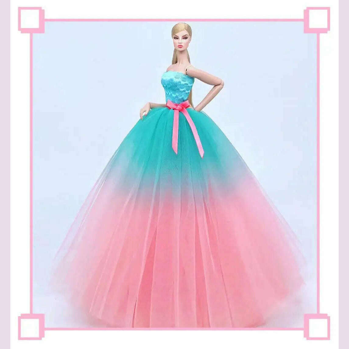 KIMLUD, case for barbie doll clothes Princess dress trailing wedding bride marriage dress for barbie accessories toys house ornaments, KIMLUD Womens Clothes