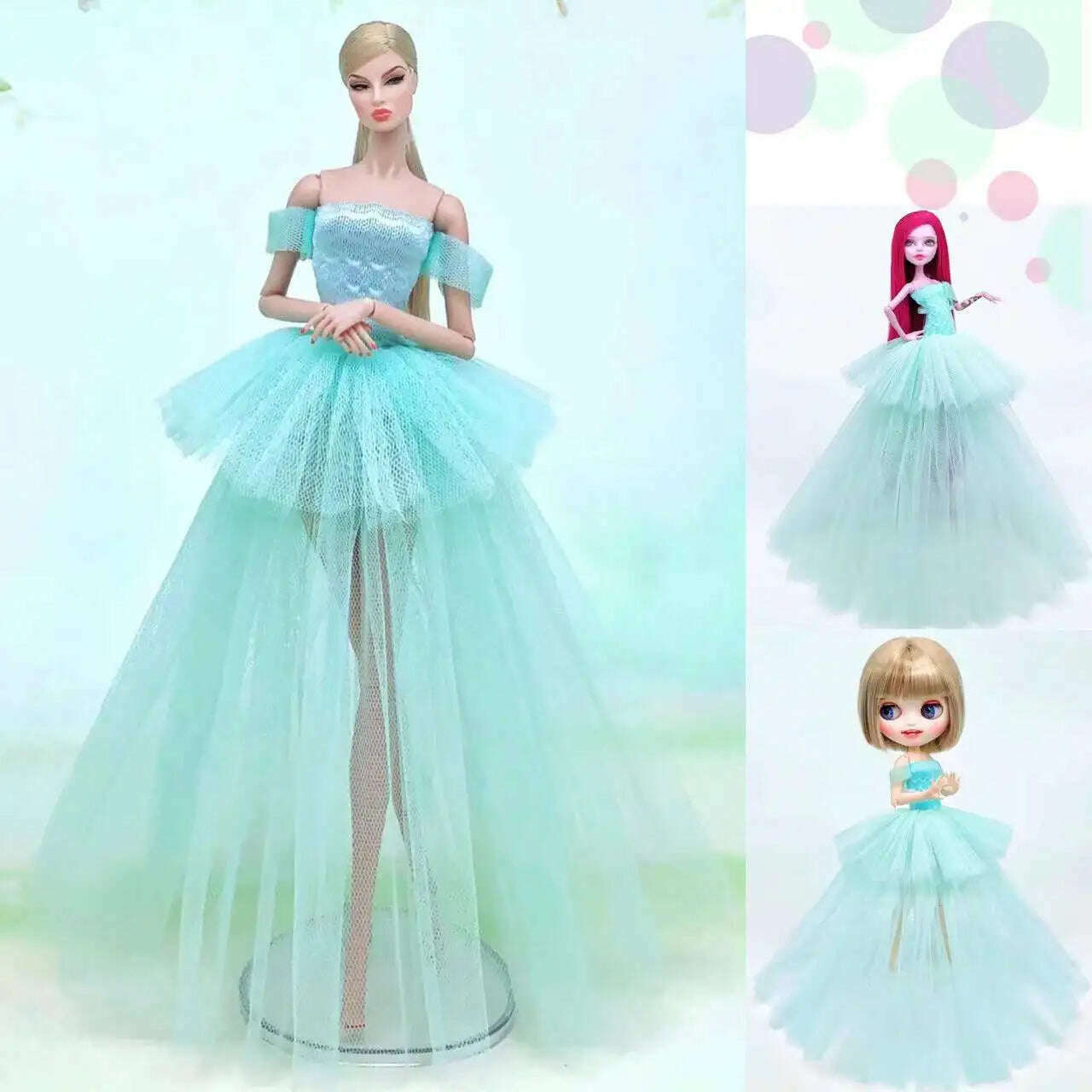 case for barbie doll clothes Princess dress trailing wedding bride marriage dress for barbie accessories toys house ornaments - KIMLUD