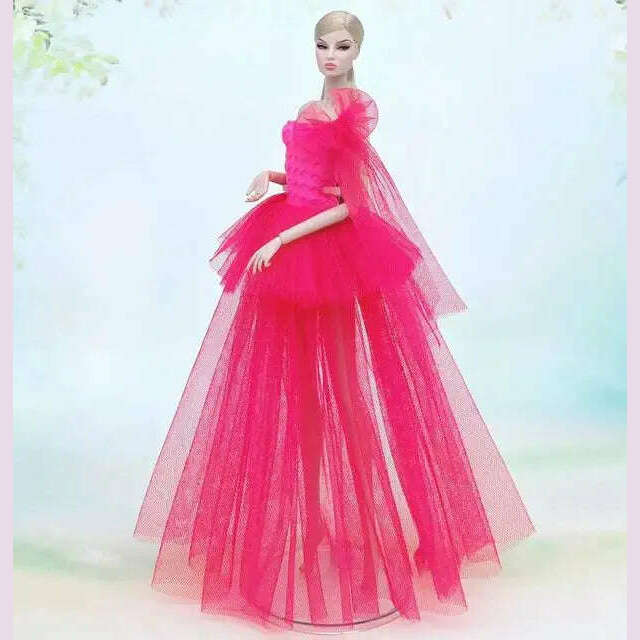 case for barbie doll clothes Princess dress trailing wedding bride marriage dress for barbie accessories toys house ornaments - KIMLUD