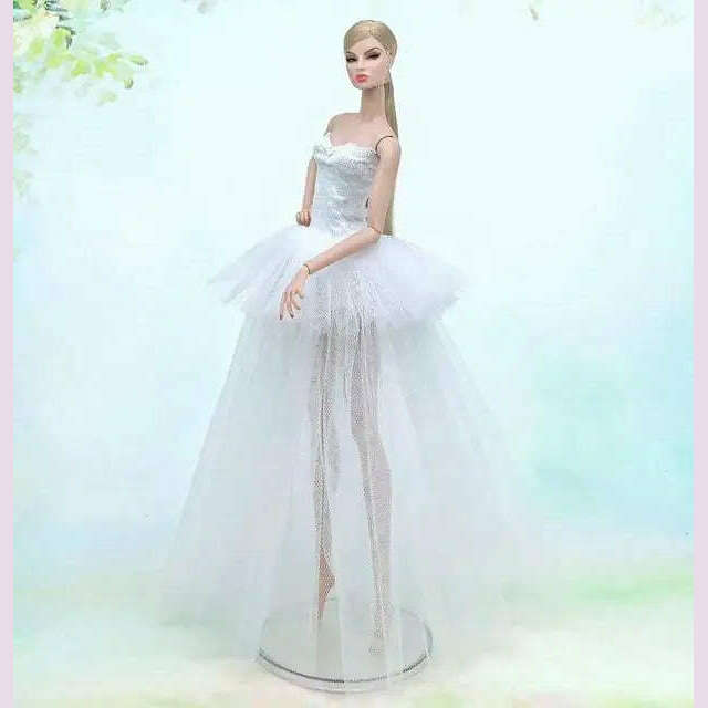 case for barbie doll clothes Princess dress trailing wedding bride marriage dress for barbie accessories toys house ornaments - KIMLUD