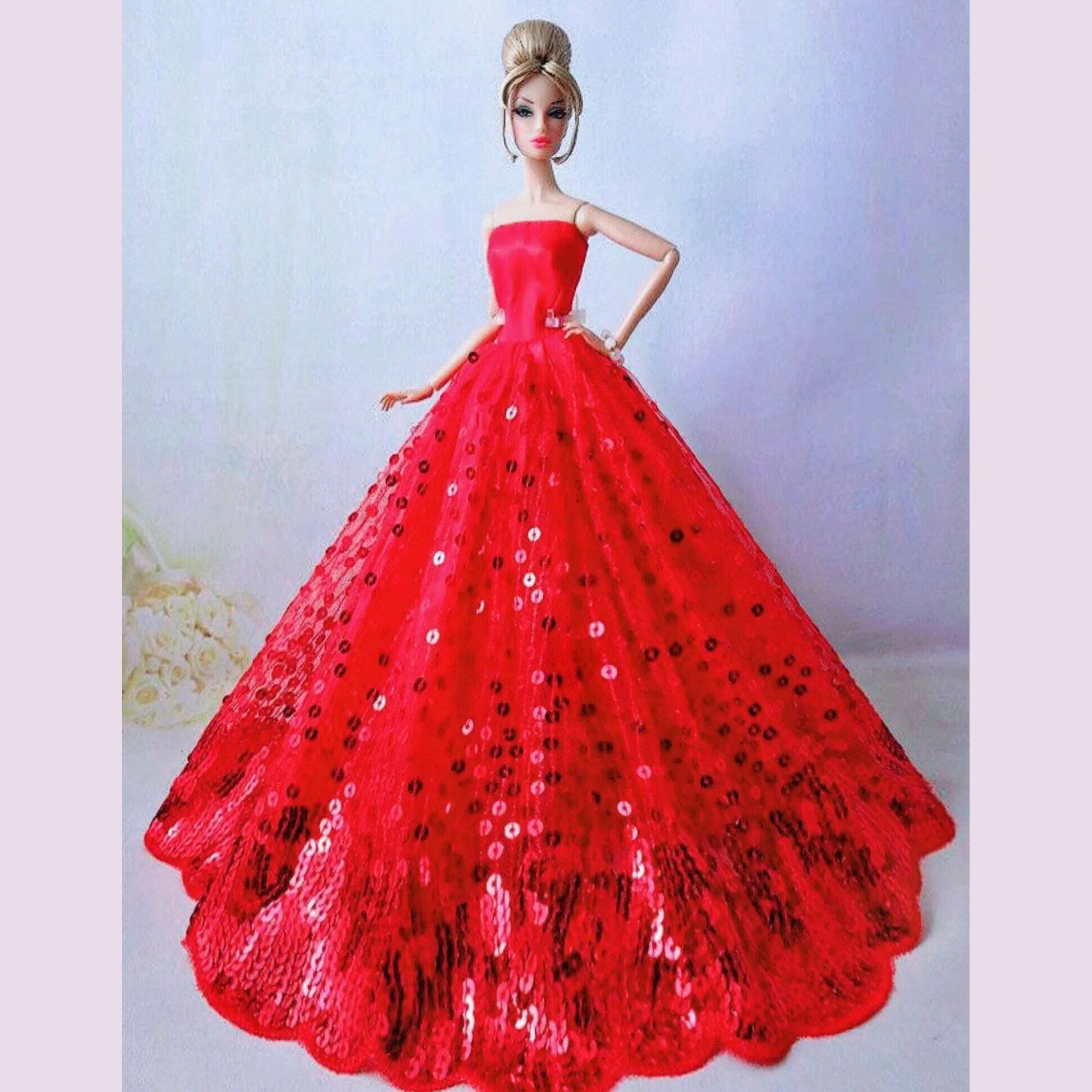 case for barbie doll clothes Princess dress trailing wedding bride marriage dress for barbie accessories toys house ornaments - KIMLUD