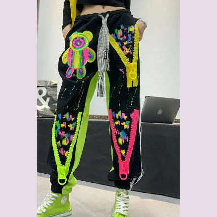 Casual High Waist Slimming Street Graffiti Printing Track Sweatpants for Women Ankle-Tied Loose Fit Spring Summer 2024 - KIMLUD