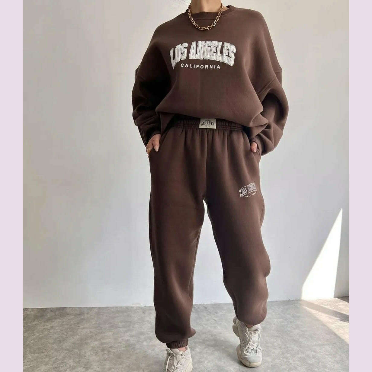 KIMLUD, Casual Long Sleeve Hoodies Pants Set Office Lady Autumn Winter Print Sweatershirt Trousers Two Piece Set Women Outfit 2023, KIMLUD Womens Clothes