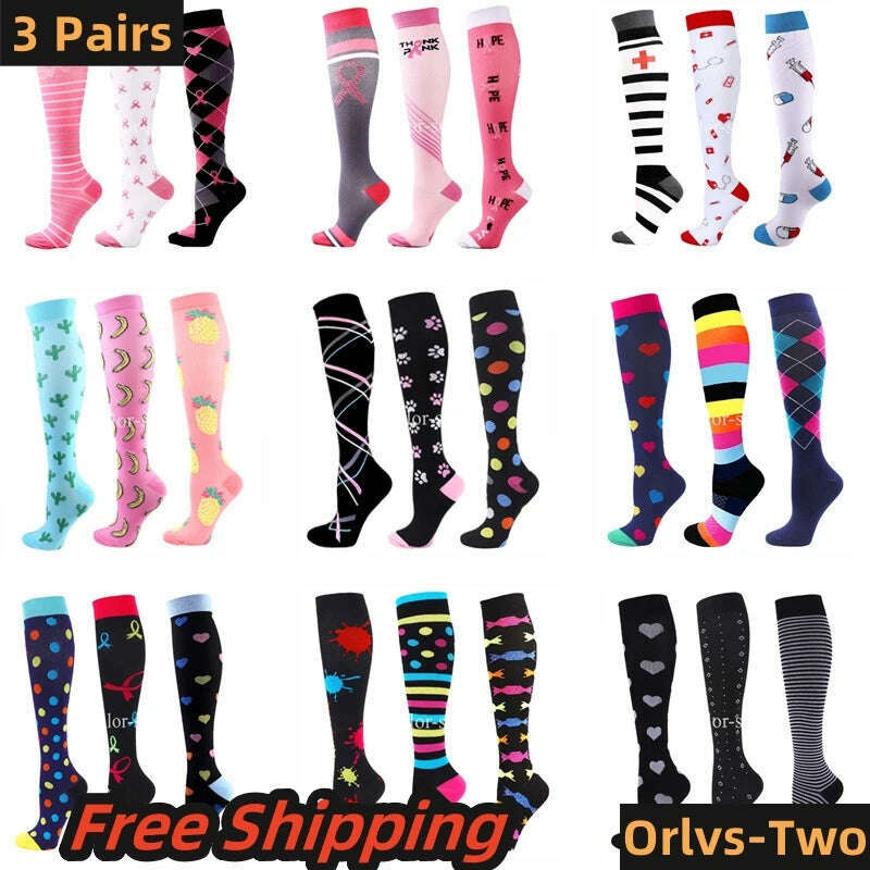 KIMLUD, CFS Compression Socks Women Men Knee Stocking 20-30mmHg Edema Diabetes Varicose Veins Nurse Compression Socks Running Sport Sock, KIMLUD Womens Clothes